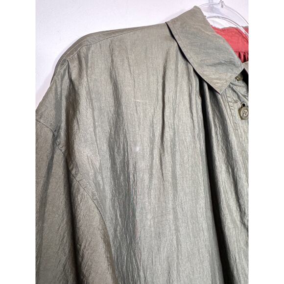 Vintage 1980s Sanyō Reversible Japanese Nylon Coat A-Line Olive & Red medium - Picture 9 of 13